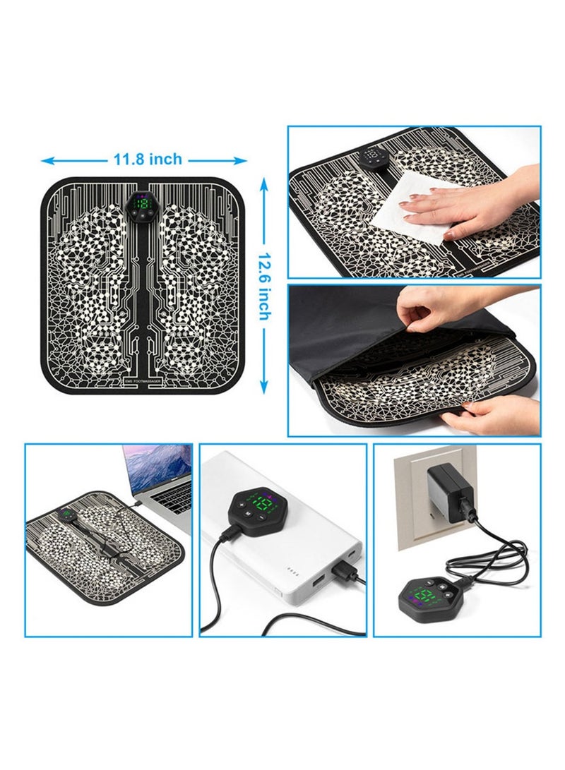 جهاز تدليك للقدم يعمل على إعادة تشكيل الساق ، جهاز تدليك كهربائي أوتوماتيكي كامل ، دوران القدم 6 أوضاع ، 19 مستوى كثافة محمول محفز للعضلات ، يخفف الآلام - Image 3