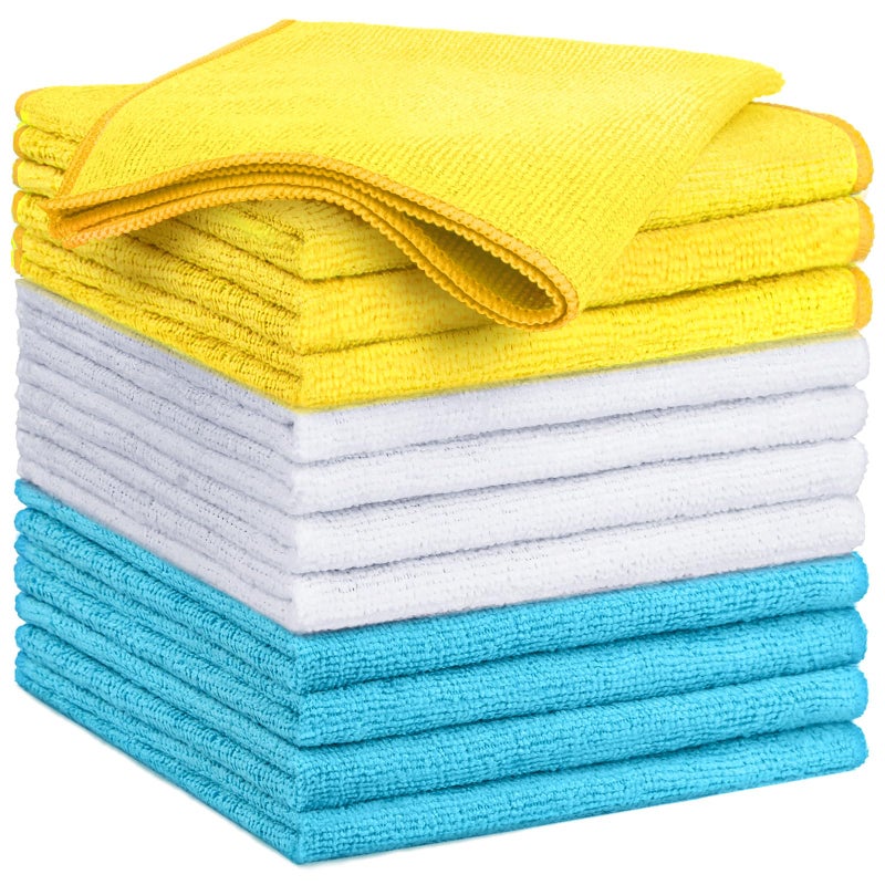 GLIMGLINT Microfiber Cleaning Cloth12PK Reusable Cleaning Rags Highly Absorbent Shop Rags Bulk AllPurpose Car Cleaning Towels for TV Screen Kitchen Restaurant Garage 14X12 Multicolor - Image 3