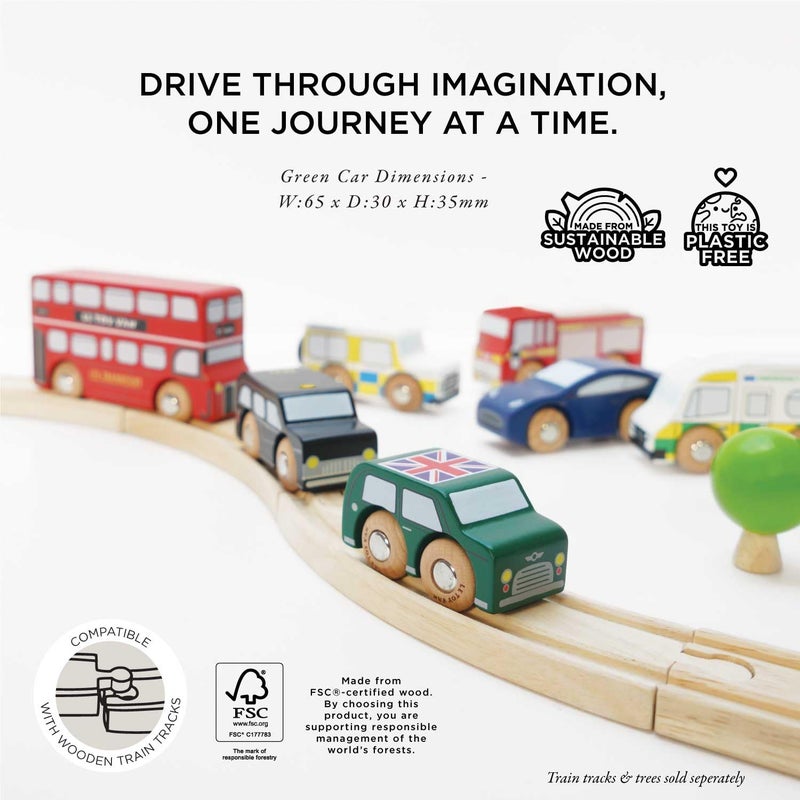 Le Toy Van London Car Set Premium Wooden Toys for Kids Ages 3 Years  Up TV267 7pk - Image 3