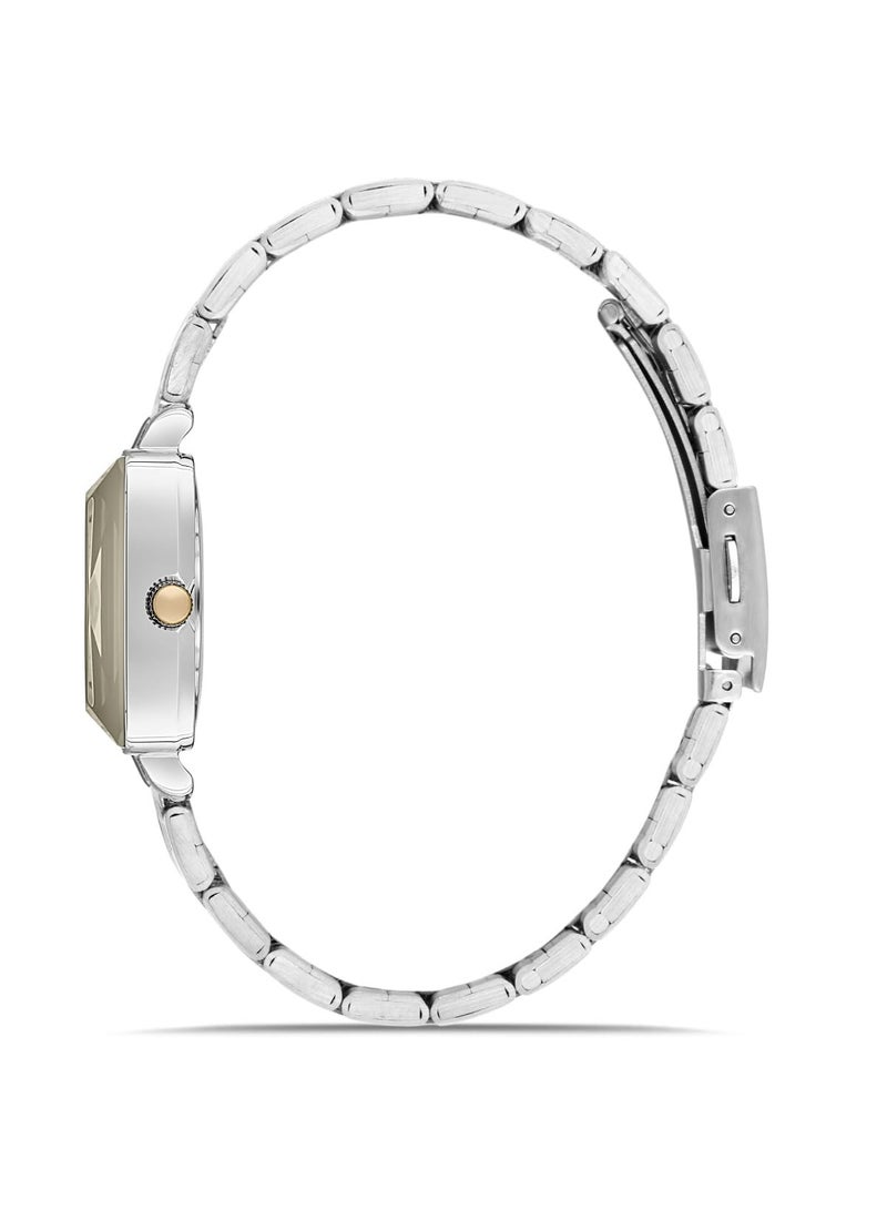 OMAX Omax Women's Silver Casual Luxury Wrist Watch, Watches for Women, Stainless Watches, Stainless Band, Gold Round Dial, Waterproof Watch, 1 Year Warranty - Image 2