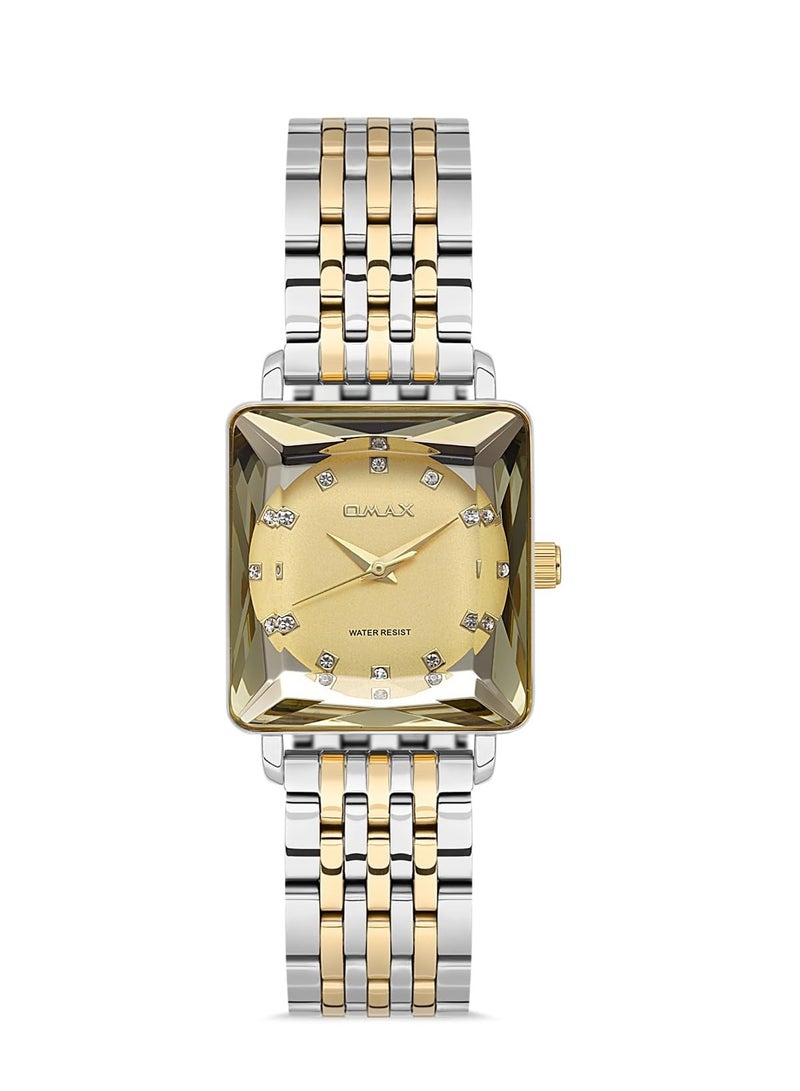 OMAX Omax Women's Silver Casual Luxury Wrist Watch, Watches for Women, Stainless Watches, Stainless Band, Gold Round Dial, Waterproof Watch, 1 Year Warranty - Image 1