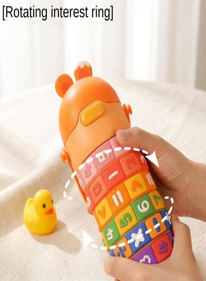 Crafty Cuddle زجاجة مياه كرافتي كادل للأطفال من الفولاذ المقاوم للصدأ سعة 430 مل مع ماصة، وحلقات أرقام دوارة للشرب، وزجاجة شرب مدرسية مانعة للتسرب وخالية من مادة BPA، وزجاجة متعددة الألوان للأولاد والبنات، وتصميم متين (برتقالي). - Image 4