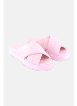 TOMS Women Mallow Crossover Slip On Slides, Pink  - Image 1