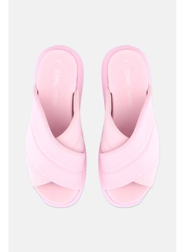 TOMS Women Mallow Crossover Slip On Slides, Pink  - Image 3