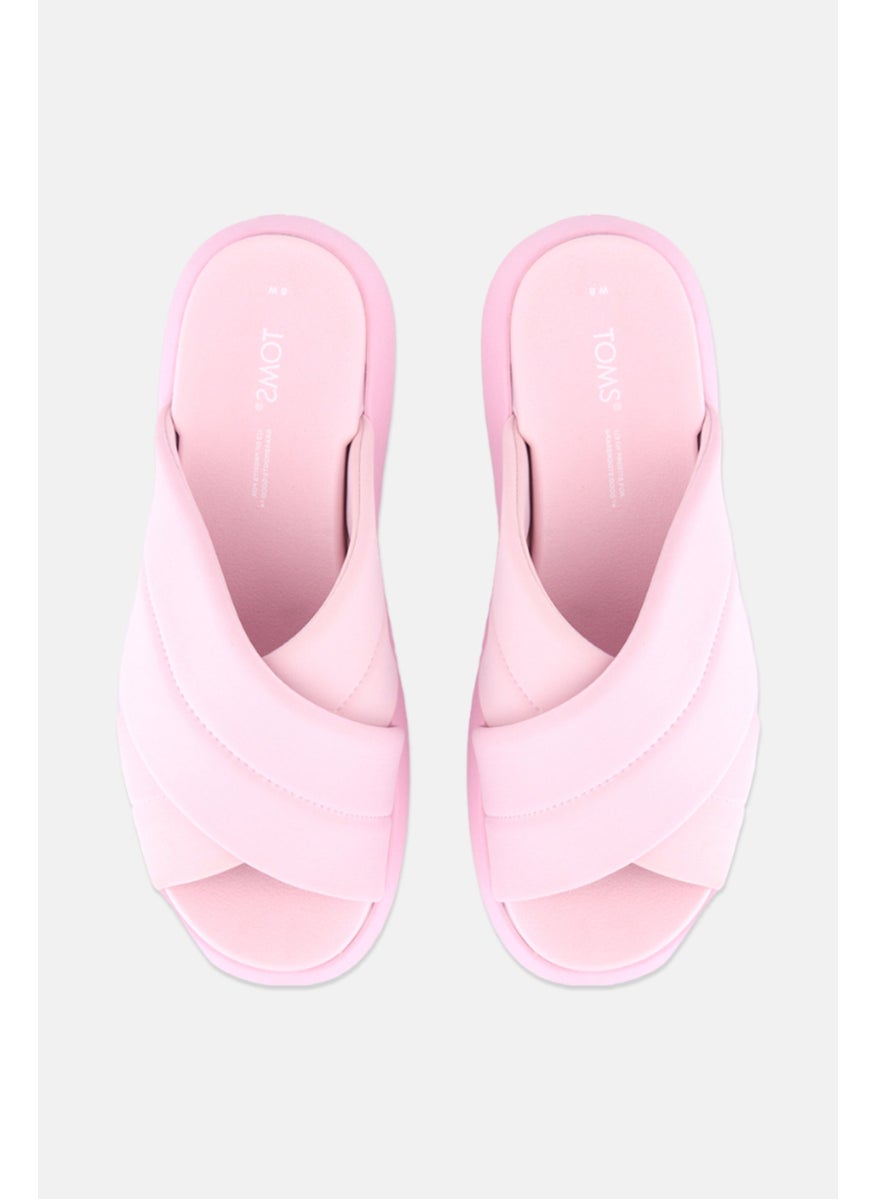 TOMS - Women Mallow Crossover Slip On Slides, Pink - Image 1