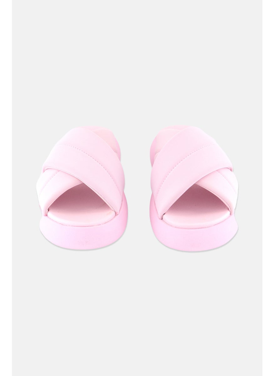 TOMS - Women Mallow Crossover Slip On Slides, Pink - Image 1