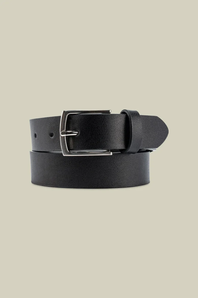 دوبل غانغر Classic men's belt in 100% leather without stitching - Black