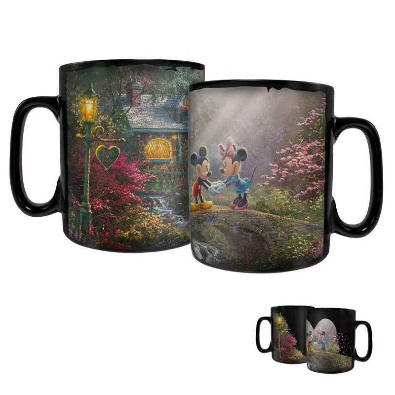 Morphing Mugs Disney  Mickey and Minnie Mouse  Sweetheart Bridge Heat Sensitive Clue Mug  Full image revealed when HOT liquid is added  16oz Large Drinkware
