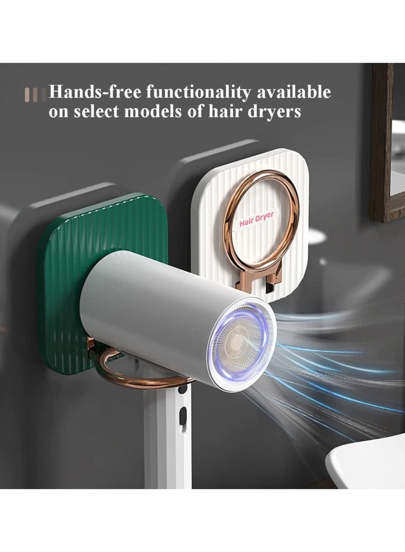 SYOSI Hair Dryer Holder Wall Mounted Adhesive Hook, Bathroom Blow Dryer Holder Stand, Foldable Hair Dryer Rack Wall Mounted Blower Storage Holder Blow Dryer Wall Hanger for Bathroom White  - Image 3