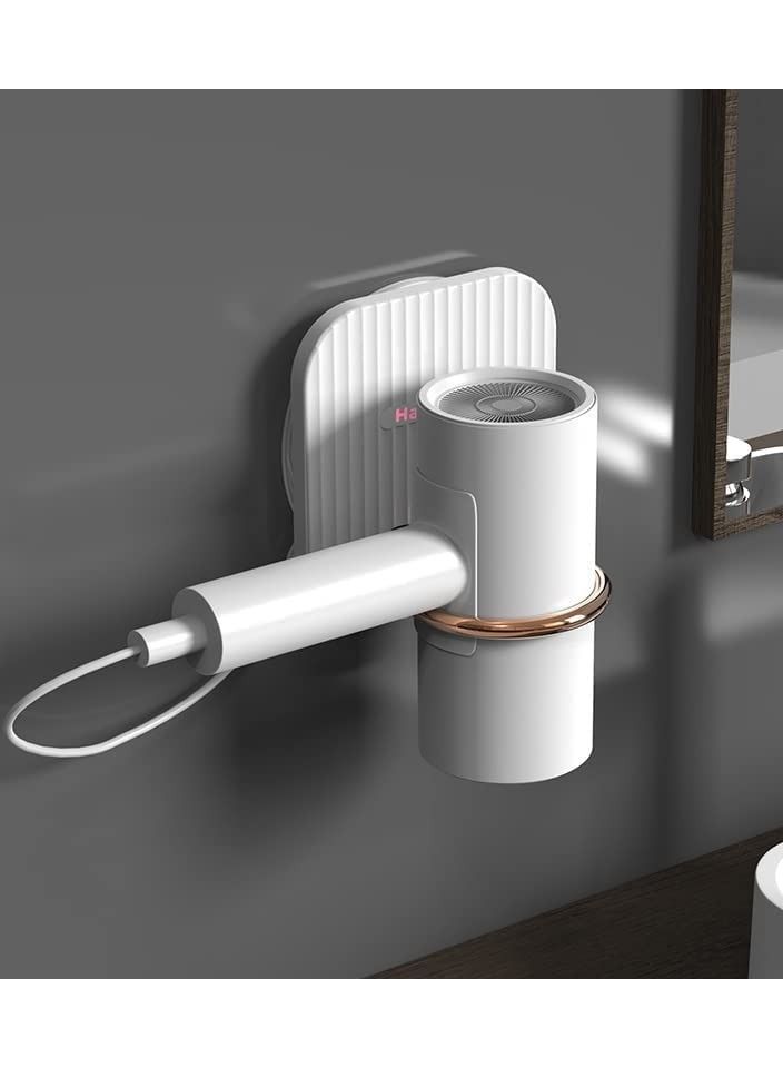 SYOSI Hair Dryer Holder Wall Mounted Adhesive Hook, Bathroom Blow Dryer Holder Stand, Foldable Hair Dryer Rack Wall Mounted Blower Storage Holder Blow Dryer Wall Hanger for Bathroom White  - Image 2