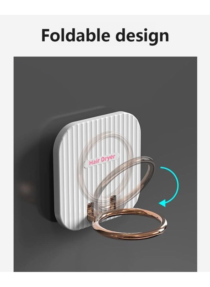 SYOSI Hair Dryer Holder Wall Mounted Adhesive Hook, Bathroom Blow Dryer Holder Stand, Foldable Hair Dryer Rack Wall Mounted Blower Storage Holder Blow Dryer Wall Hanger for Bathroom White  - Image 4