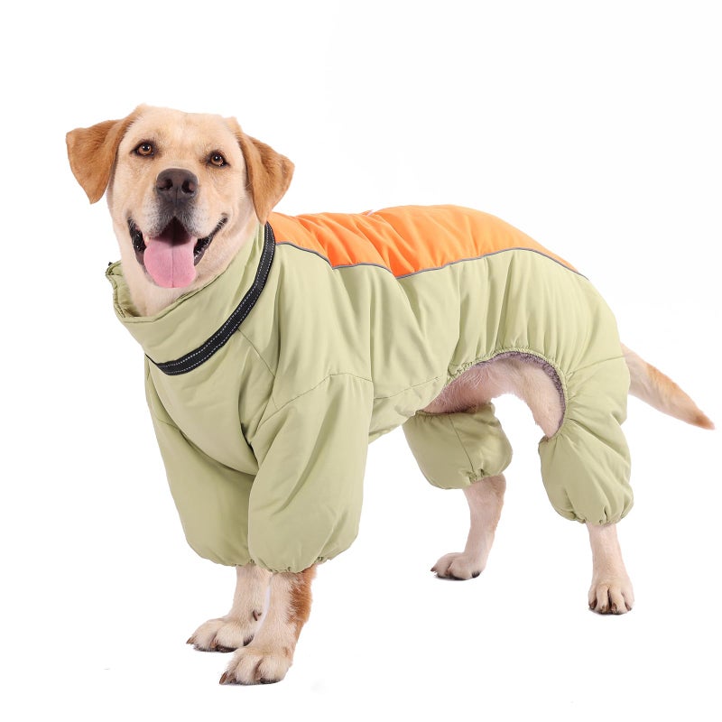 LOVINFURBABY Dog Warm Thick Winter Snowsuit, Fullbody Zip Up Coat with Leash Ring, Reflective Windproof Waterproof Dog Snow Jacket, LightGreen,22 - Image 1