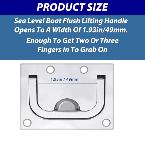 Pyntrax 316 Stainless Steel Flush Lifting Handle and Recessed Door Pull with Mount Screws for Boat Deck Hatch Handle, Floor, Toolbox and Furniture (1 Pack) - Image 3