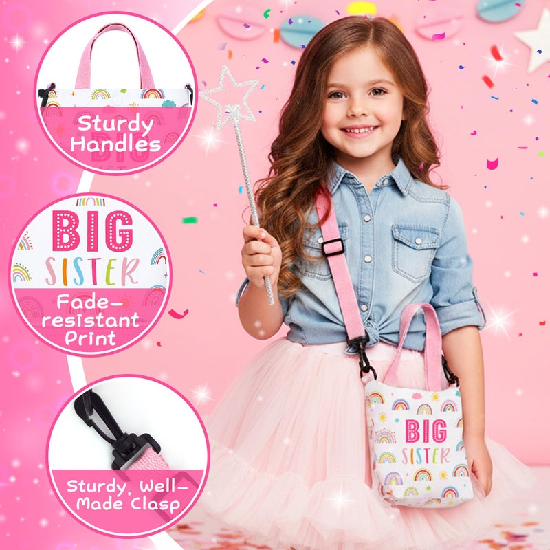 YENCHORN Big Sister Gifts for Girls Cute Promoted to New Big Sister to Be Announcement Gift Set Basket Includes 12OZ Tumbler Canvas Bag Bracelet for Little Girls Gift Ideas for Older Siblings of New Baby - Image 3