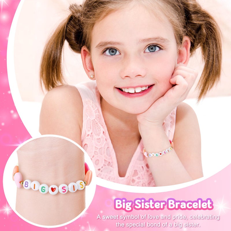 YENCHORN Big Sister Gifts for Girls Cute Promoted to New Big Sister to Be Announcement Gift Set Basket Includes 12OZ Tumbler Canvas Bag Bracelet for Little Girls Gift Ideas for Older Siblings of New Baby - Image 4