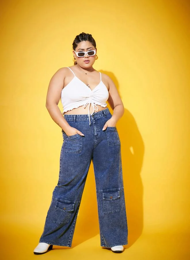 ساسافراس جينز بمقاس كبير وقصة أرجل مستقيمة