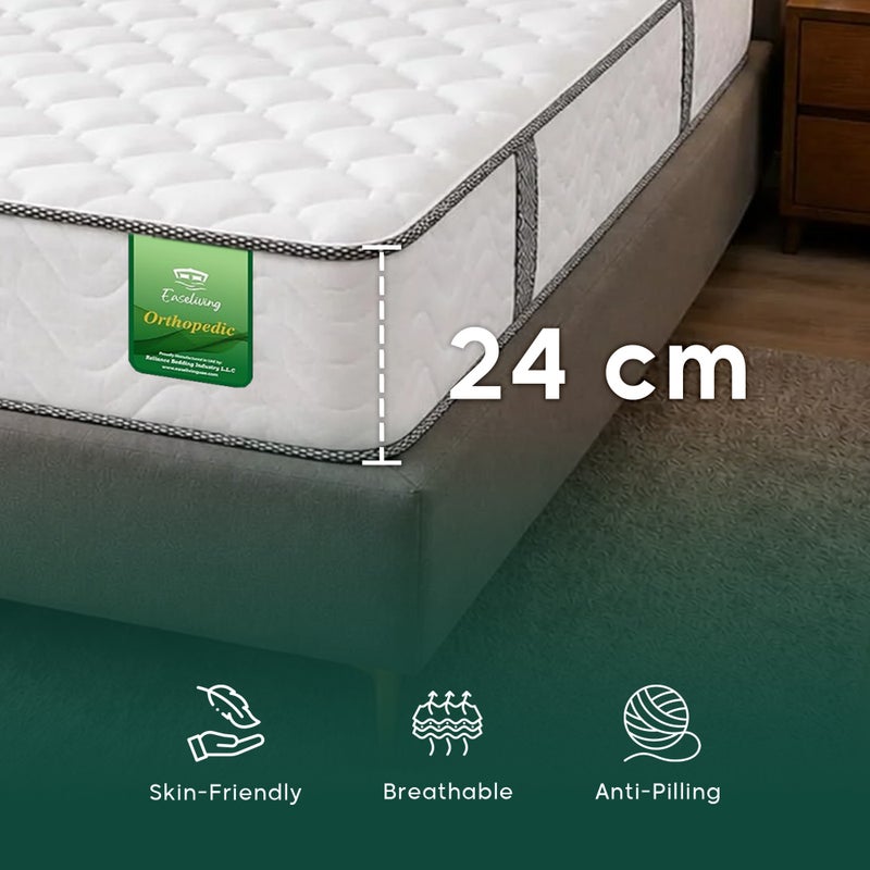Easeliving Orthopedic Single Bed Mattress 90x190 cm - 24 cm Thick Reversible Bonnell Spring Medium Firm Mattress with Breathable Fabric | Single Mattress with Pressure Relief for All Sleepers - Image 2