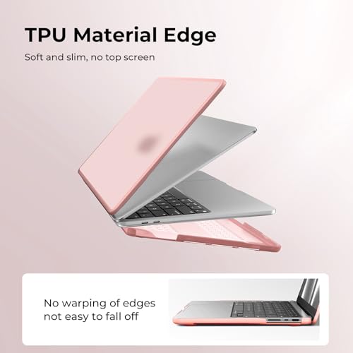 BlueSwan Case Compatible for MacBook Air 13.3 inch M1 A2337 A2179 A1932,M1 Air 13 Released in 2021 2020 2018, Anti-Rupture TPU Frame + PC Matte Anti-Fingerprint Protective Cover - Frosted Peach Pink - Image 4