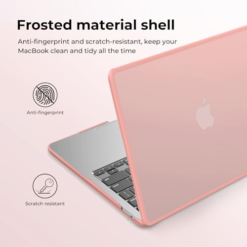 BlueSwan Case Compatible for MacBook Air 13.3 inch M1 A2337 A2179 A1932,M1 Air 13 Released in 2021 2020 2018, Anti-Rupture TPU Frame + PC Matte Anti-Fingerprint Protective Cover - Frosted Peach Pink - Image 5