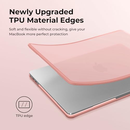 BlueSwan Case Compatible for MacBook Air 13.3 inch M1 A2337 A2179 A1932,M1 Air 13 Released in 2021 2020 2018, Anti-Rupture TPU Frame + PC Matte Anti-Fingerprint Protective Cover - Frosted Peach Pink - Image 3