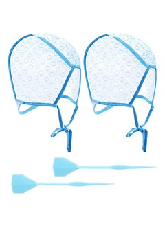 2 Pcs Hair Dye Cap, Hair High Gloss Dye Hat with Plastic Hooks, Reusable Perforated Flip Salon Hair Cap and Hook Kit - Blue