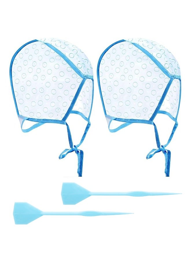 Generic - 2 Pcs Hair Dye Cap, Hair High Gloss Dye Hat with Plastic Hooks, Reusable Perforated Flip Salon Hair Cap and Hook Kit - Blue - Image 1