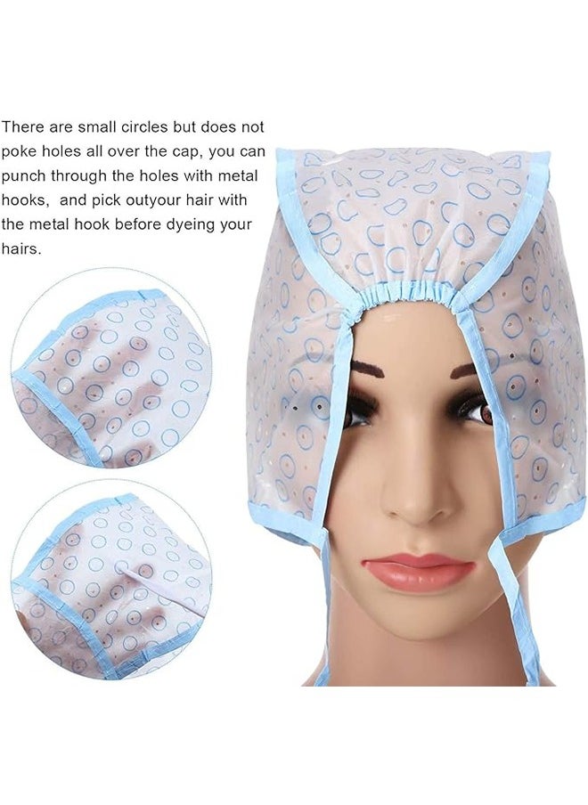 Generic - 2 Pcs Hair Dye Cap, Hair High Gloss Dye Hat with Plastic Hooks, Reusable Perforated Flip Salon Hair Cap and Hook Kit - Blue - Image 1