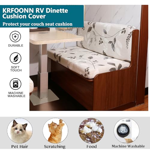 KRFOONN RV Dinette Cushion Covers Stretch Camper Cushions Cover Replacement Couch Cushion Slipcovers Washable Loveseat Slipcovers for Travel Trailer Couch Includes 2 Backrest Cover & 2 Bench Cover, 02 - Image 5