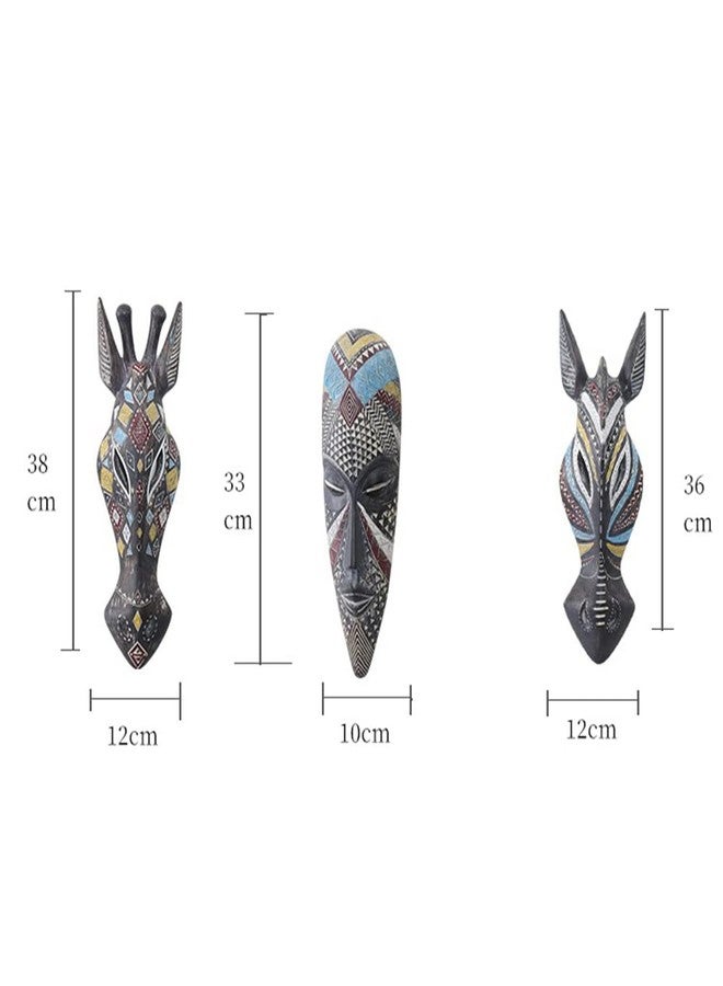 OTARTU African Mask Wall Sculpture Hand Carved African Tribal Wall Mask Art - Image 3