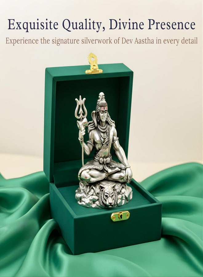 Dev Aastha Premium Silver-Plated Lord Shiva Idol for Pooja Room | Home Décor | Office Desk | Idol for Car Dashboard | Diwali Gift | Shiv Murti Statue for Housewarming | Maha Shivaratri | 3.75 Inch - Image 4