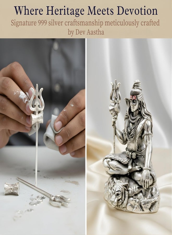 Dev Aastha Premium Silver-Plated Lord Shiva Idol for Pooja Room | Home Décor | Office Desk | Idol for Car Dashboard | Diwali Gift | Shiv Murti Statue for Housewarming | Maha Shivaratri | 3.75 Inch - Image 5