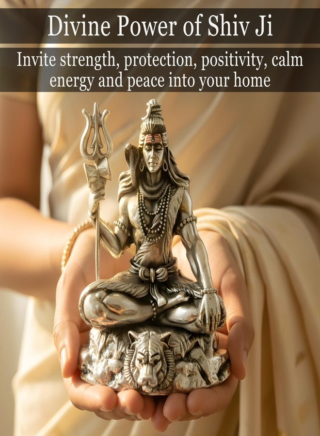 Dev Aastha Premium Silver-Plated Lord Shiva Idol for Pooja Room | Home Décor | Office Desk | Idol for Car Dashboard | Diwali Gift | Shiv Murti Statue for Housewarming | Maha Shivaratri | 3.75 Inch - Image 3