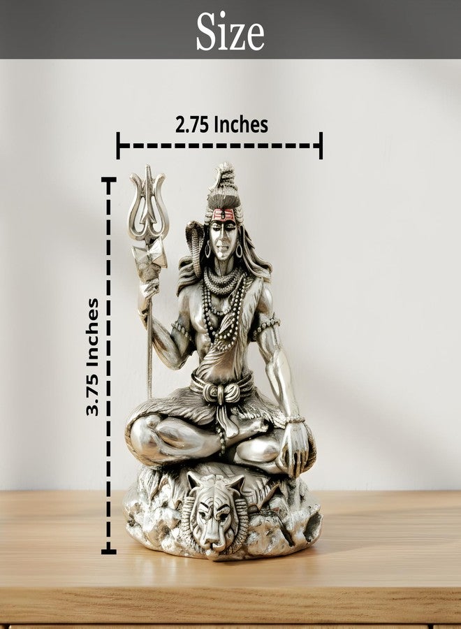 Dev Aastha Premium Silver-Plated Lord Shiva Idol for Pooja Room | Home Décor | Office Desk | Idol for Car Dashboard | Diwali Gift | Shiv Murti Statue for Housewarming | Maha Shivaratri | 3.75 Inch - Image 2
