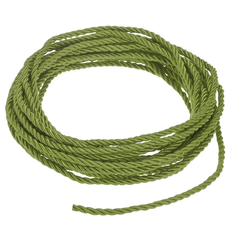 M METERXITY 5 Yards Twisted Rope Trim 3mm012 in Army Green Soft Polyester Twisted Silk Rope Cord 3Ply Decorative Cord for Gift BagDIY CraftsHome DecorCurtain Tieback - Image 3