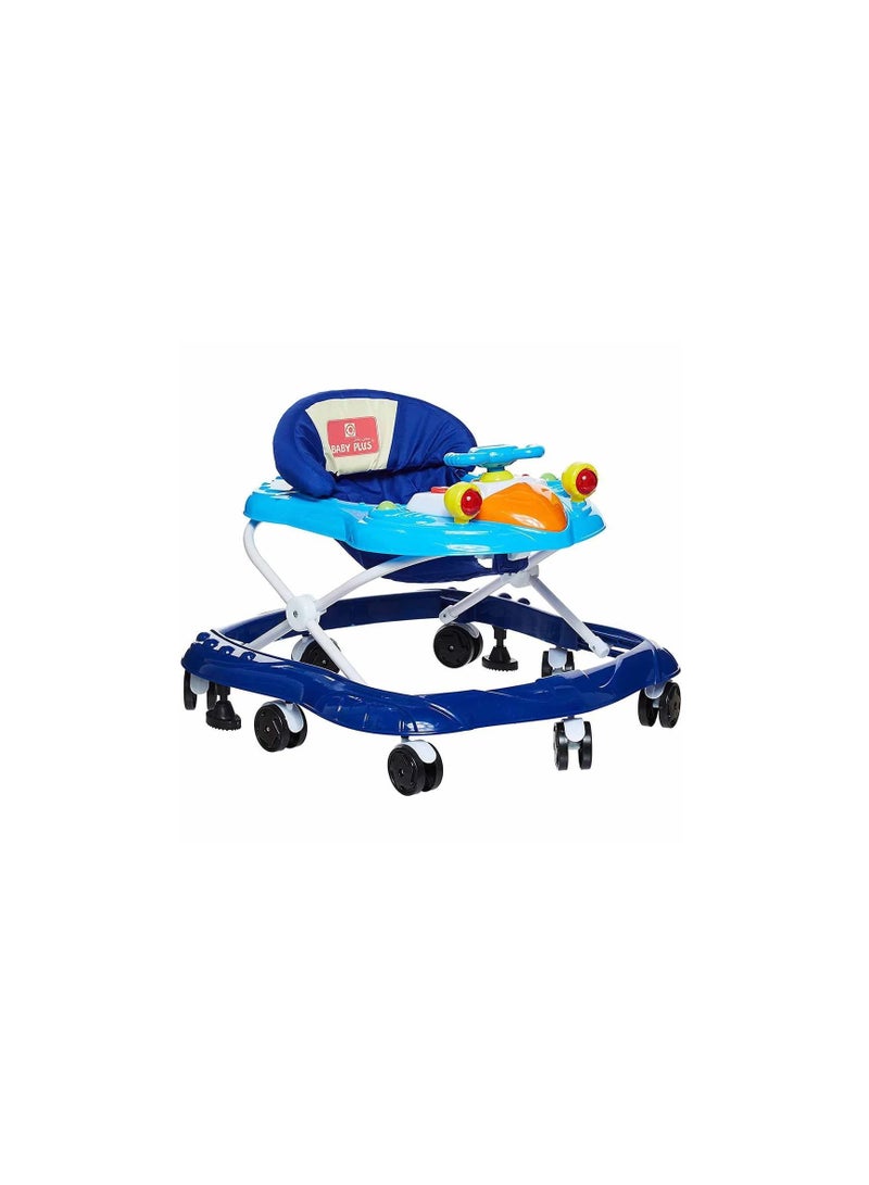 Baby Walker With Attractive Toy Foldable Comfortable And Safe With Round Corner Baby Walker Unisex 6 To 18 Months Blue