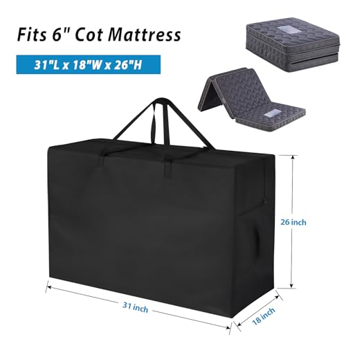 Jungda Tri Folding Mattress Storage Bag Cot Foldable Memory Foam Mattress Case Carry Case for TriFold Guest Bed Mattresses Fits 6 Inch Cot Mattresses NOT Included31L x 18W x 26H - Image 3