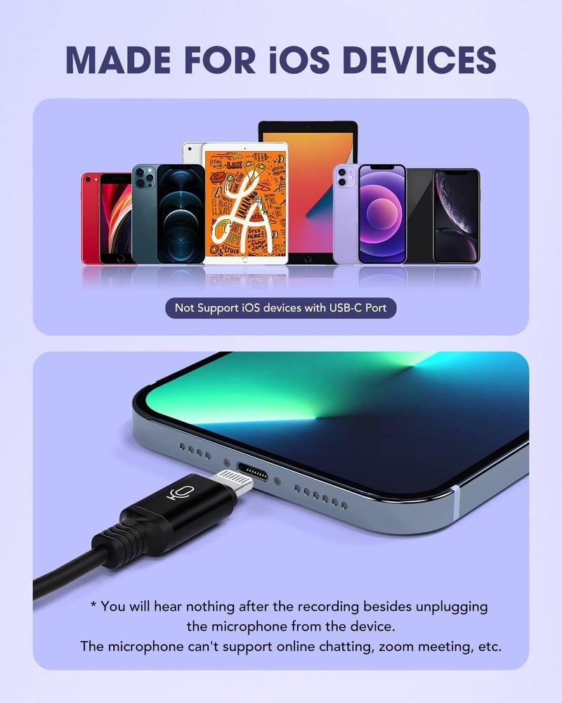 Kanget Voice Microphone Professional for iPhone Lavalier Omnidirectional Microphone for iPad, iPod, Condenser Mic for iPhone Audio & Video Recording, YouTube, Interview, Podcast, Vlogging (1.5 Meters) - Image 4