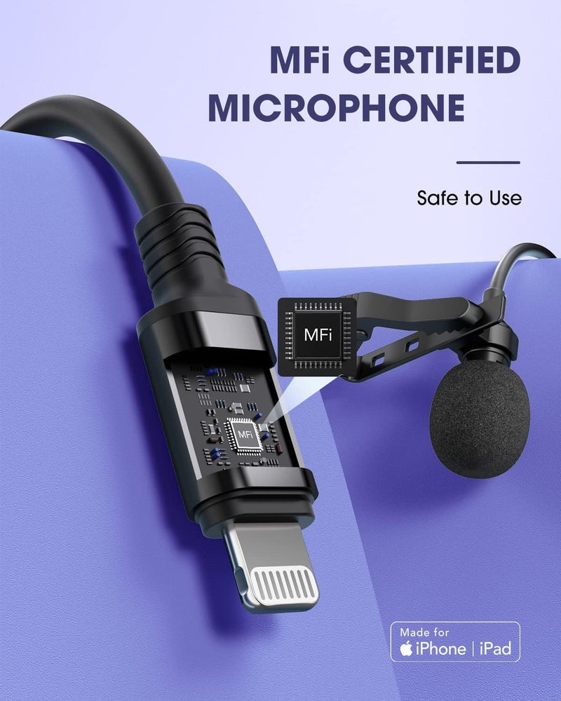 Kanget Voice Microphone Professional for iPhone Lavalier Omnidirectional Microphone for iPad, iPod, Condenser Mic for iPhone Audio & Video Recording, YouTube, Interview, Podcast, Vlogging (1.5 Meters) - Image 3