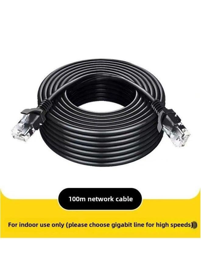Gigabit Super Six Kinds Of Ultra-fast Network Cable Household 1m5m10m20m Outdoor High-speed Crystal Head Router Cable-Color:Class 5 100m Black 【transparent Head】 【100m Ordinary Net Speed】-Line Lengt - Image 1