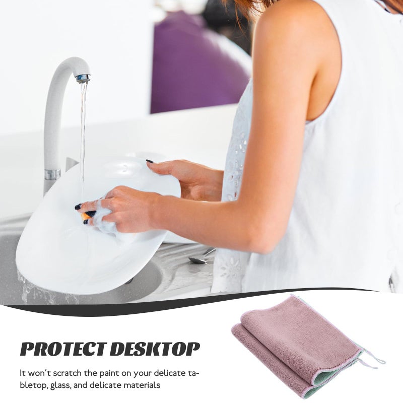 Double Layer Microfiber Kitchen Towels 20x30cm Absorbent Dish Cloths with Hanging Loop - Image 4