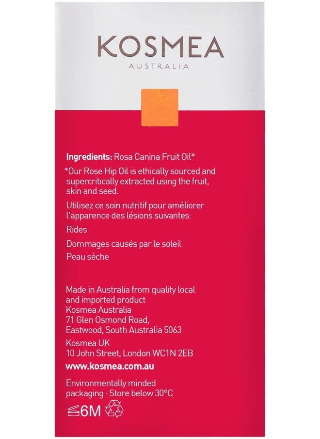 kosmea - 100% Certified Organic Rosehip Oil - Aco Certified - Anti-Aging Benefits For Face & Body - Premium Quality Super-Critically Extracted Oil Using The Entire Fruit, Seed & Skin - 0.68 Fl Oz - Image 1