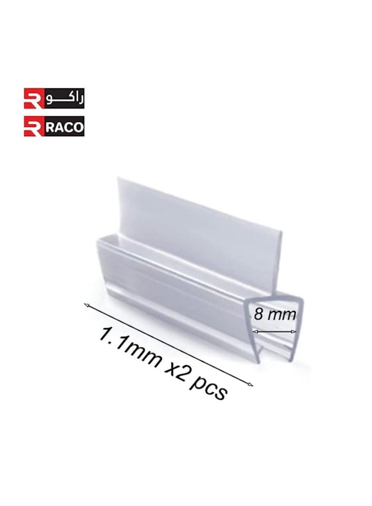 RACO Glass Door Seal, Replacement PVC Splash Guard Seal Strip-PVC Silicone Lip Seal for Frame-less Glass 1.1 meter X 2 pcs. - Image 2
