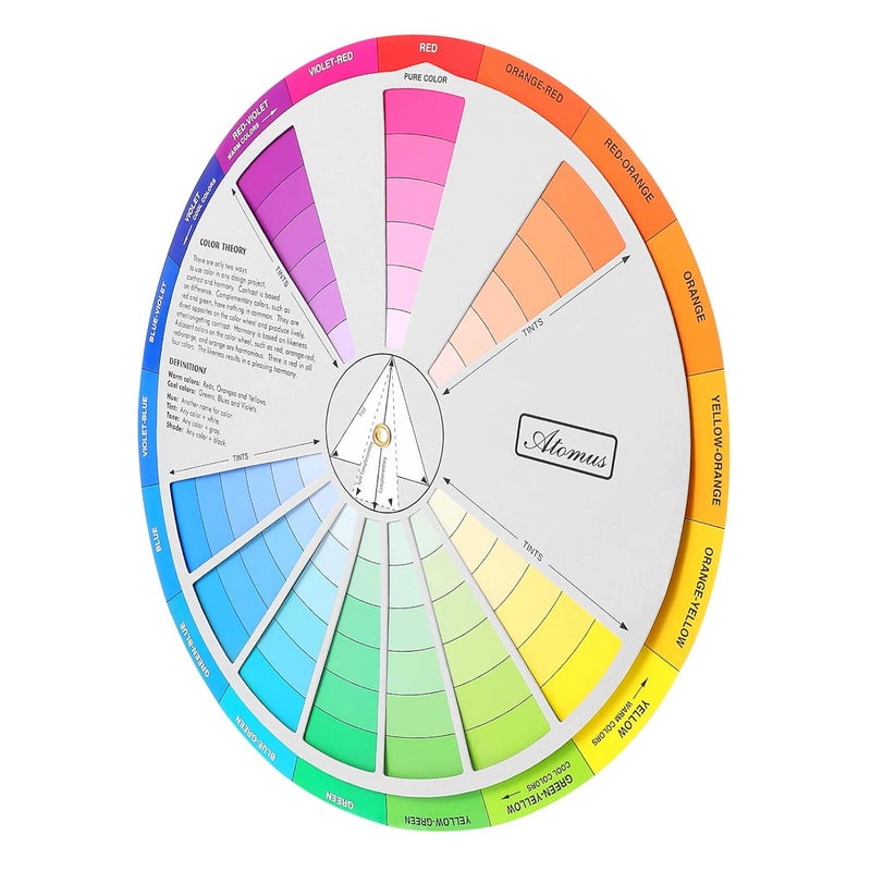 EXCEART Color Mixing Guide Wheel 1Pack Watercolor Colour Guide Wheel Color Learning Card Pigment Wheel Art Class Teaching Tool for Makeup Blending Painting - Image 5