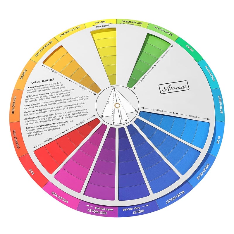 EXCEART Color Mixing Guide Wheel 1Pack Watercolor Colour Guide Wheel Color Learning Card Pigment Wheel Art Class Teaching Tool for Makeup Blending Painting - Image 1