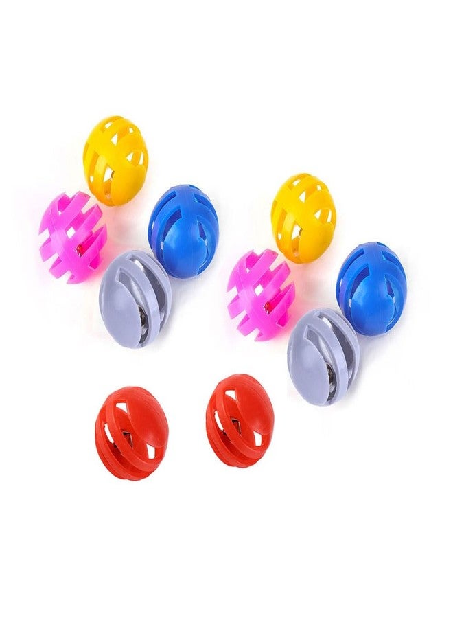 Pokinge 10 Pieces Cat Bell Ball Toy, Radom Color Plastic Cat Interactive Toy Funny Cat Toy Jingle Balls Ronud Chasing Cat Toys Small Creative Pet Supplies - Image 1