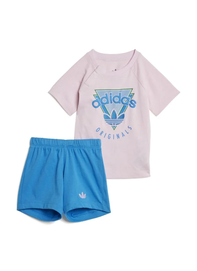 اديداس adidas SHORT TEE SET Pink Originals Kids SUITS