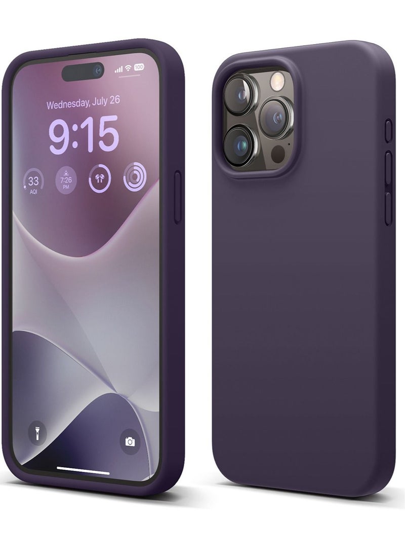 Elago Liquid Silicone for iPhone 15 Pro MAX Case Cover Full Body Protection, Shockproof, Slim, Anti-Scratch Soft Microfiber Lining - Deep Purple - Image 1