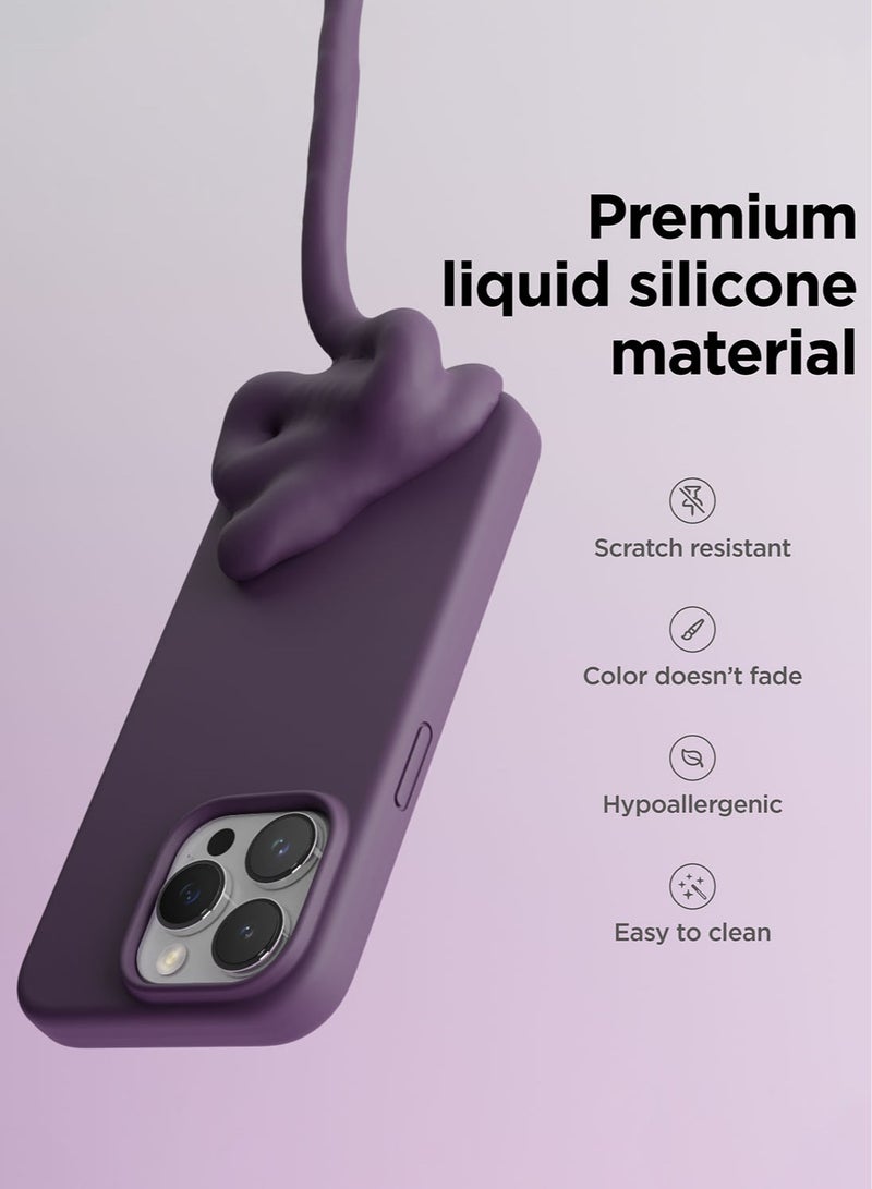Elago Liquid Silicone for iPhone 15 Pro MAX Case Cover Full Body Protection, Shockproof, Slim, Anti-Scratch Soft Microfiber Lining - Deep Purple - Image 3