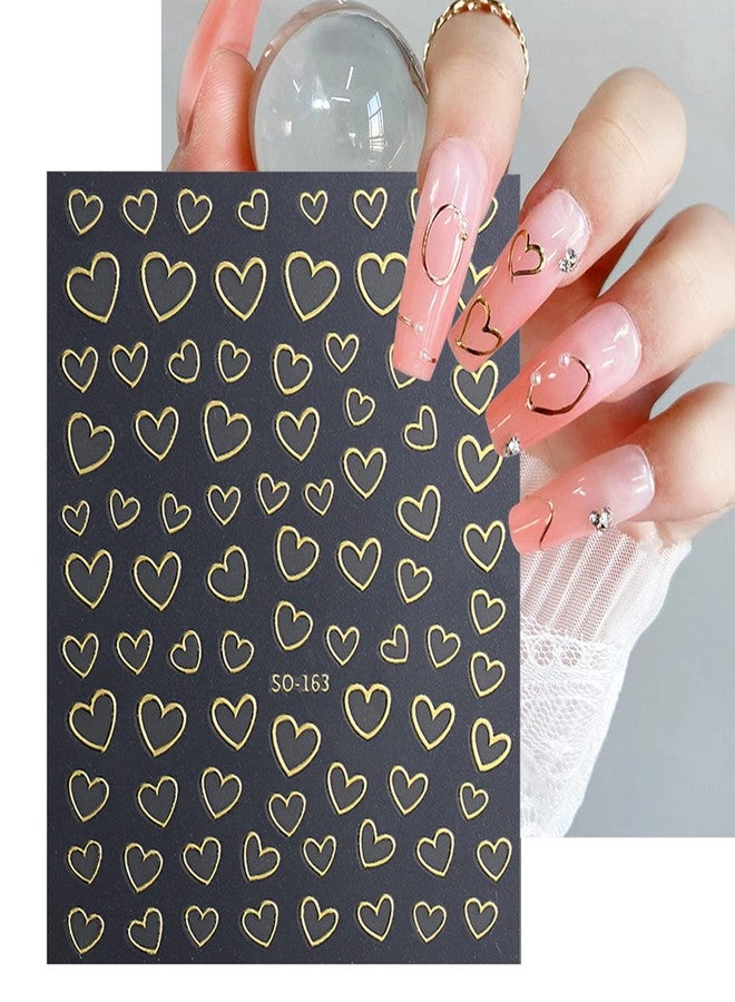 OSTTMA 8 Sheets Metallic Nail Art Stickers, Heart Love Nail Decals 3D Self Adhesive Gold Silver Rose Gold White Nail Designs, Heart Nail Sticker for French DIY Nail Decoration Manicure Accessories for Women - Image 2