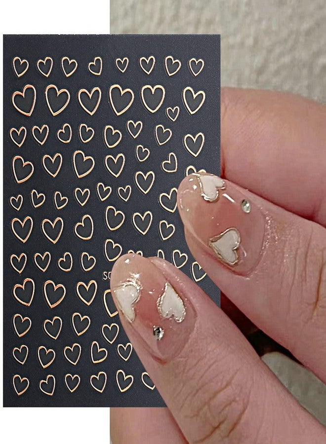 OSTTMA 8 Sheets Metallic Nail Art Stickers, Heart Love Nail Decals 3D Self Adhesive Gold Silver Rose Gold White Nail Designs, Heart Nail Sticker for French DIY Nail Decoration Manicure Accessories for Women - Image 4